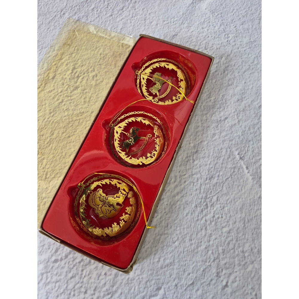 J.S.N.Y. Solid Brass Classics Collection Christmas Ornaments Set 3 Gold 5157C